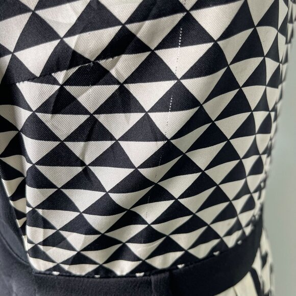 Malene Birger Women's Cream Black Geometric Print Shift Silk Dress Size 34 - Picture 15 of 16